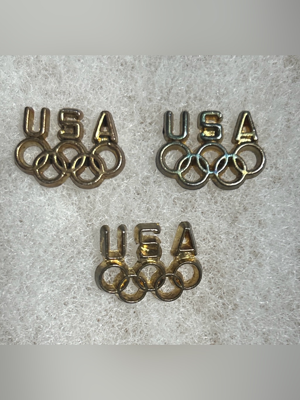 3 Usa Gold-Tone Olympic Rings Lapel Pins